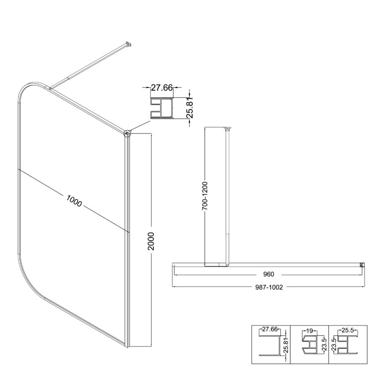 Душевая перегородка Niagara NG-689-10TBLACK 100x200