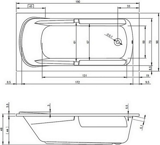 Акриловая ванна Riho Future XL 190x90