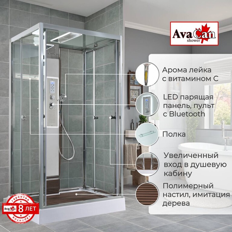 Душевая кабина AvaCan Z1912LED 120x90