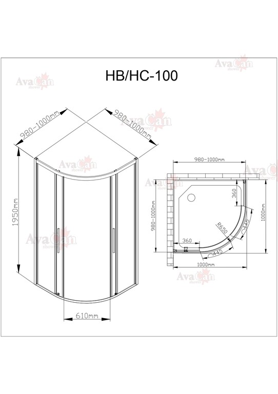 Душевой уголок AvaCan C01 100x100