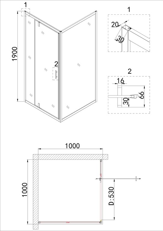 Душевое ограждение Niagara NG-43-10AG-A100G 100x100