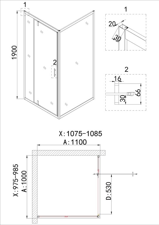 Душевое ограждение Niagara NG-43-10AG-A110G 100x110