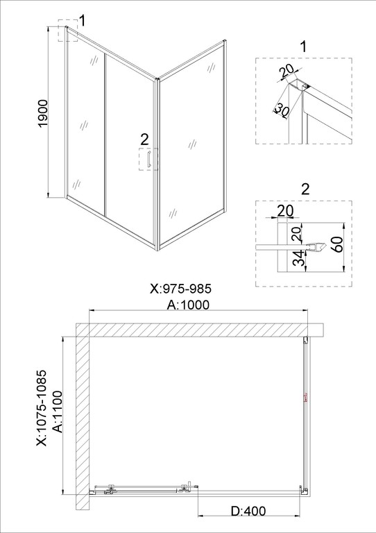 Душевое ограждение Niagara NG-42-10AG-A110G 100x110