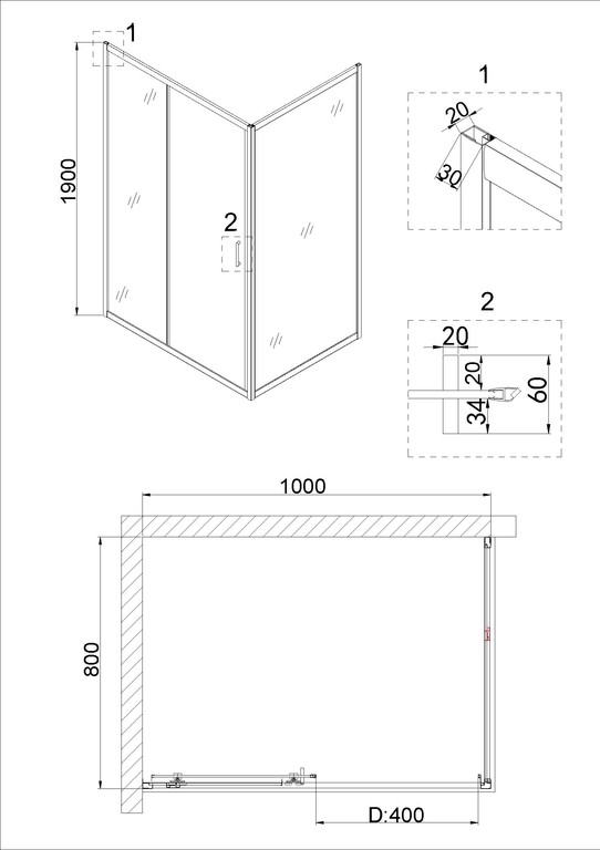 Душевое ограждение Niagara NG-42-10AG-A80G 100x80