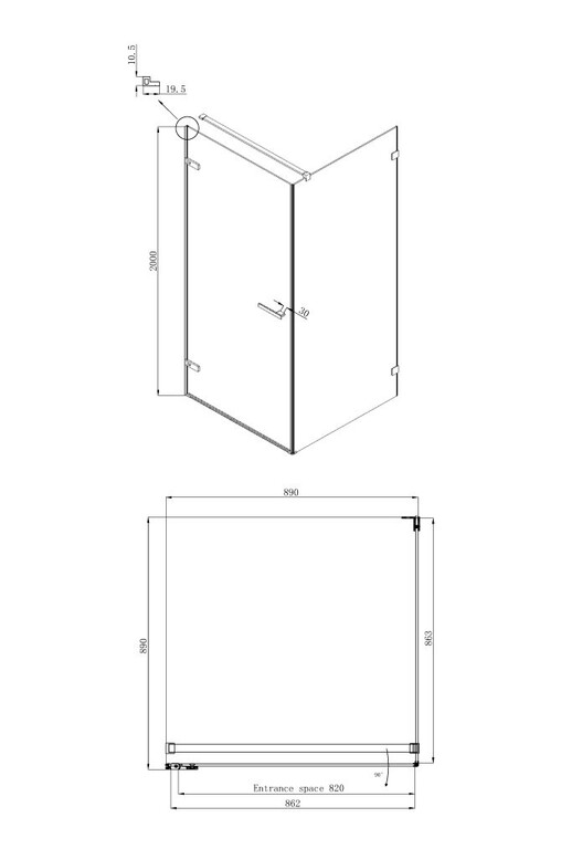 Душевое ограждение Ambassador Abner 10011101L 90x90