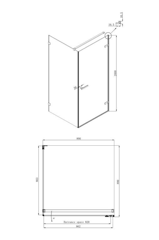 Душевое ограждение Ambassador Abner 10011101R 90x90