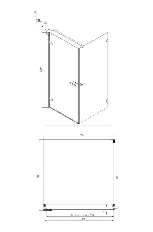 Душевое ограждение Ambassador Abner 10011102L 100x100