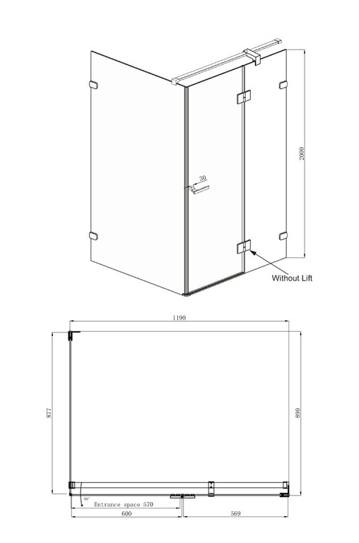 Душевое ограждение Ambassador Abner 10011104R 120x90