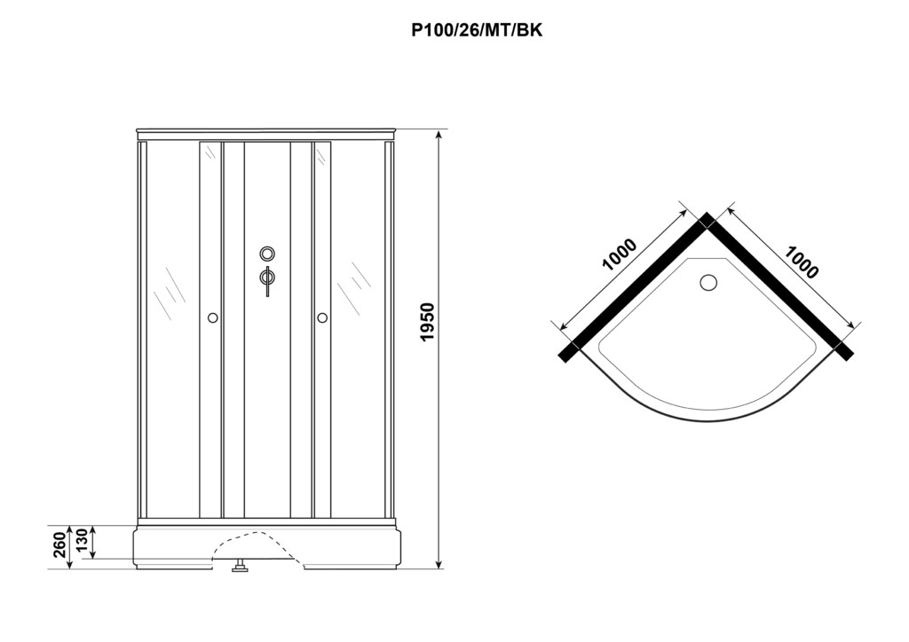 Душевая кабина Niagara P100/26/MT/BK 100x100