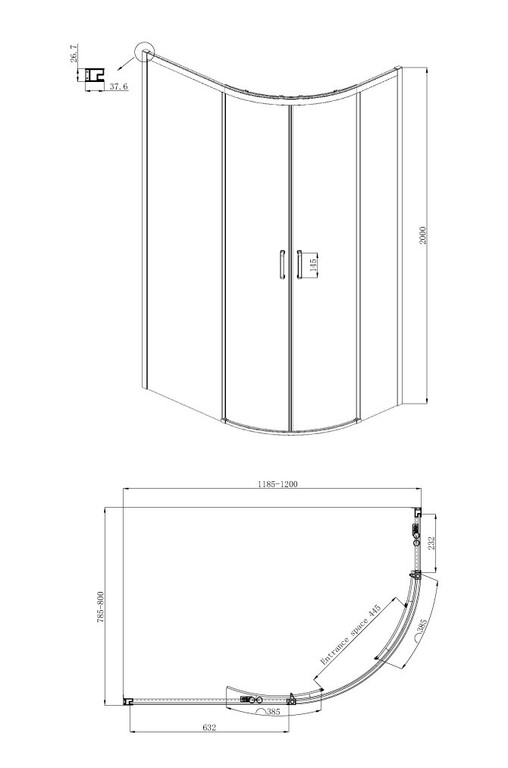 Душевое ограждение Ambassador Queen 11011103L 120x80