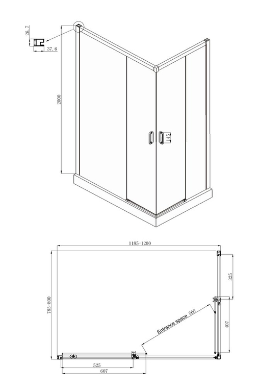 Душевое ограждение Ambassador Queen 11011106L 120x80