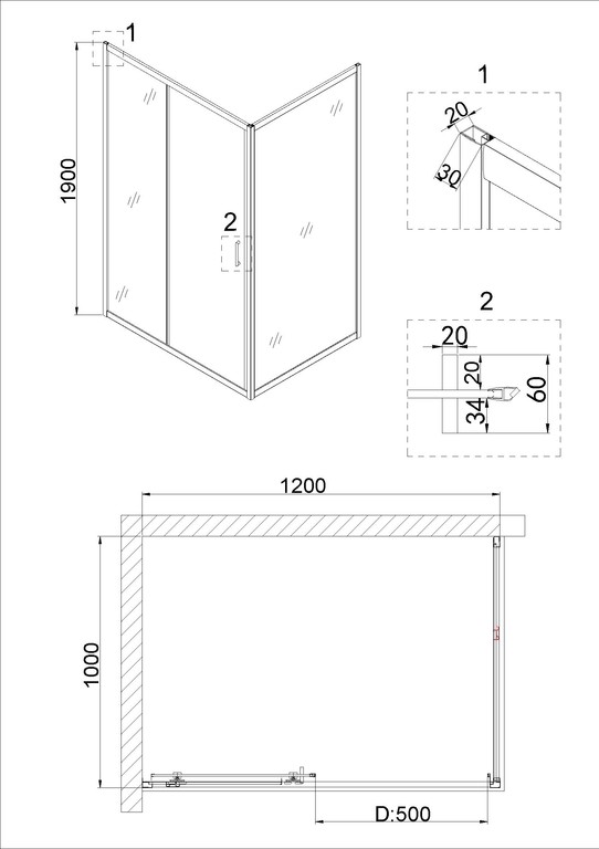 Душевое ограждение Niagara NG-42-12AG-A100G 120x100