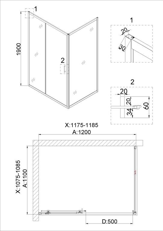 Душевое ограждение Niagara NG-42-12AG-A110G 120x110