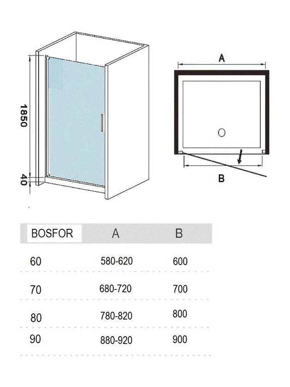 Душевая дверь River BOSFOR 60 МТ 60x185