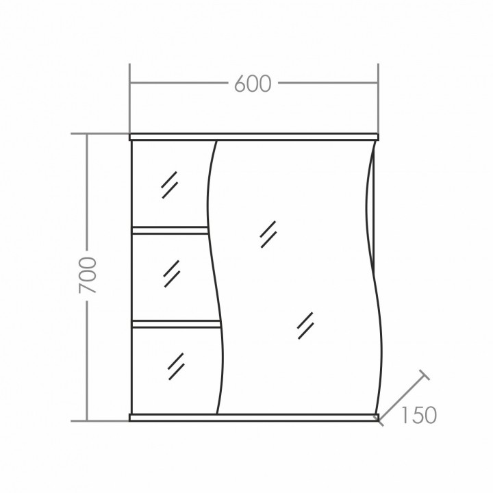 Зеркальный шкаф СаНта Волна 60 R