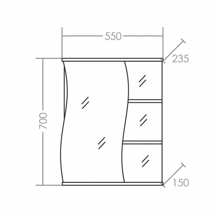 Зеркальный шкаф СаНта Волна 55 L LED