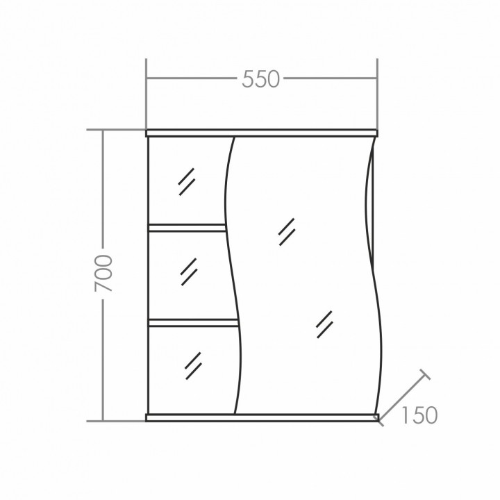 Зеркальный шкаф СаНта Волна 55 R