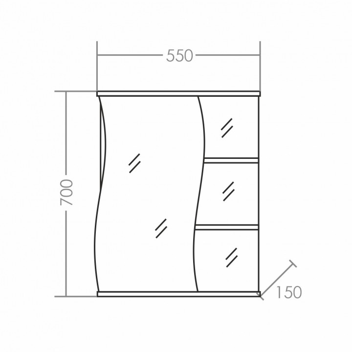 Зеркальный шкаф СаНта Волна 55 L