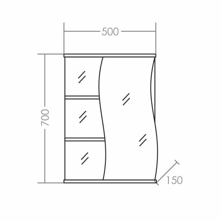 Зеркальный шкаф СаНта Волна 50 R