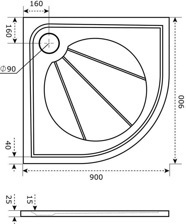 Душевой поддон Good Door Эклипс 90x90 белый ЛП00013