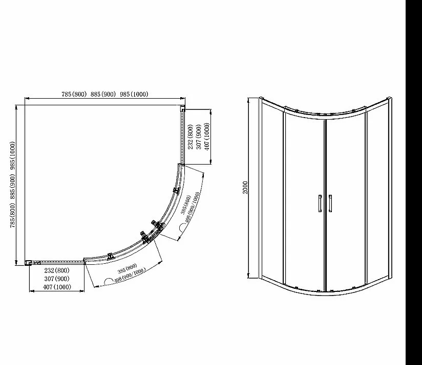Душевое ограждение Aquatek Ария AQ ARI RO 09020BL 90x90