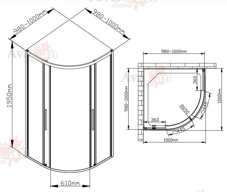 Душевое ограждение AvaCan HB 100 MT 100x100