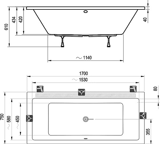 Акриловая ванна Ravak Formy 01 170x75 C691000000