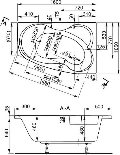 Акриловая ванна Vagnerplast Melite 160x105 L