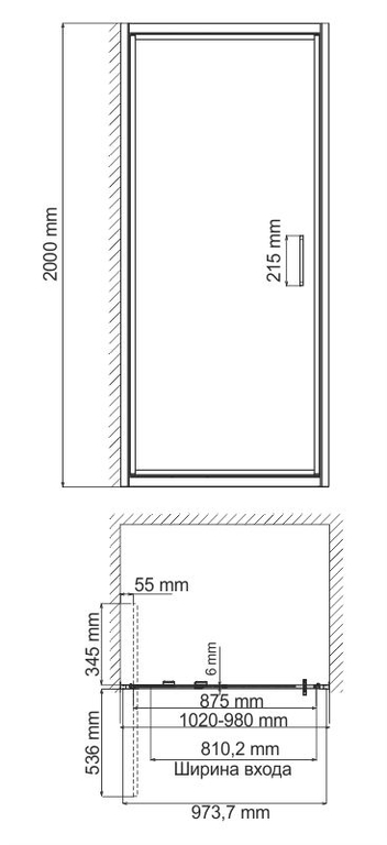 Душевая дверь WasserKRAFT Salm 27I12 100x200