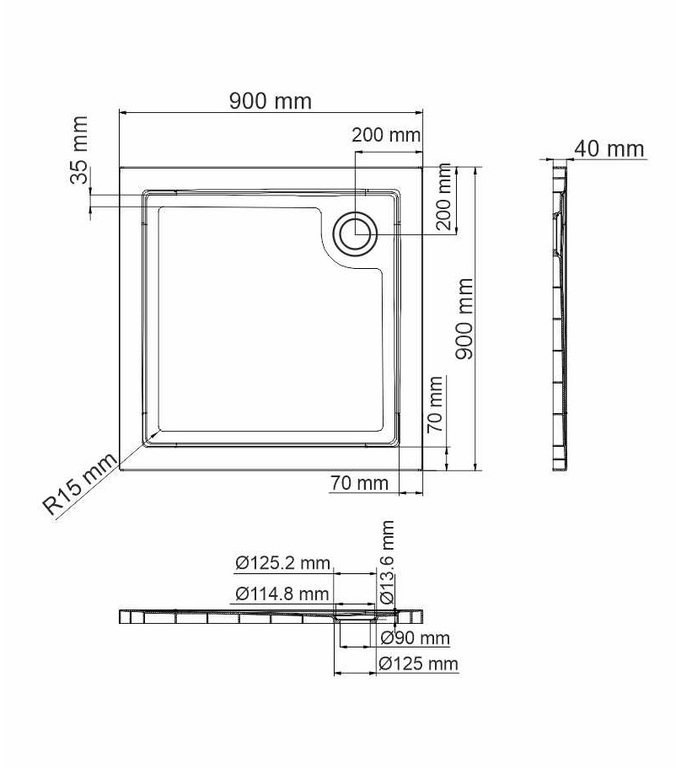 Душевой поддон WasserKRAFT Salm 27T03 90x90