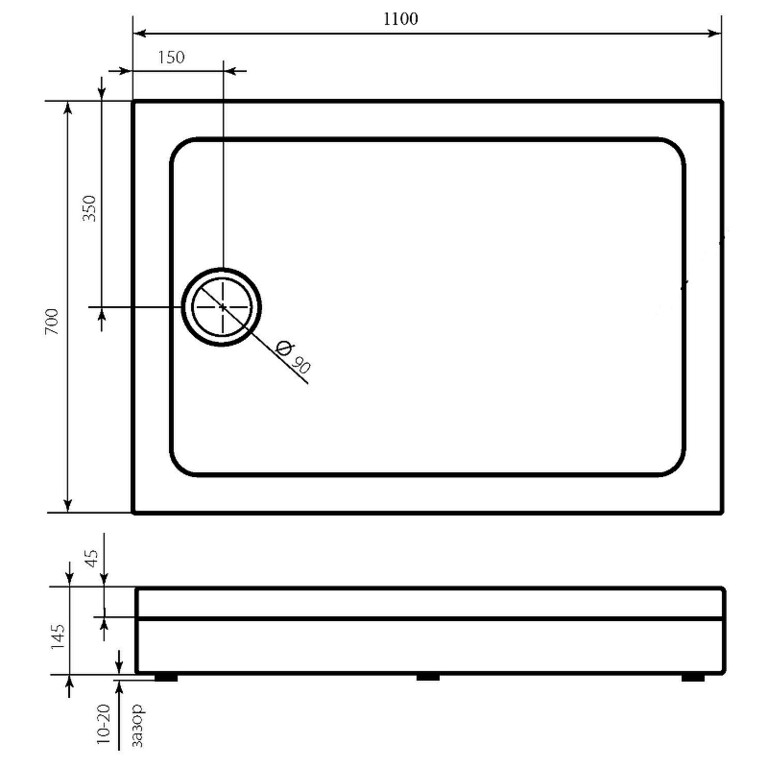 Душевой поддон Good Door Олимпик 110x70 белый ПН00054