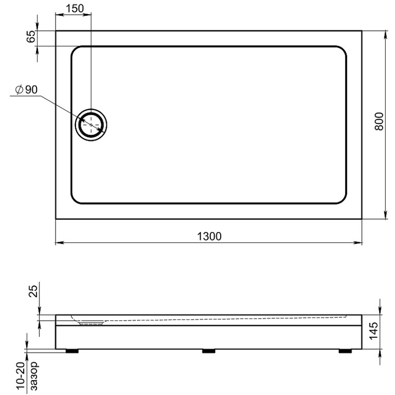 Душевой поддон Good Door Олимпик 130x80 белый ПН00058