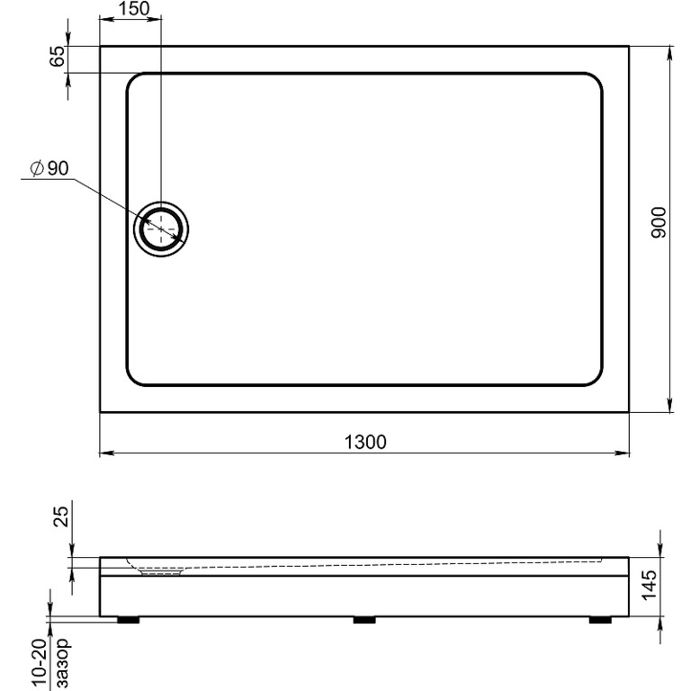 Душевой поддон Good Door Олимпик 130x90 белый ПН00059