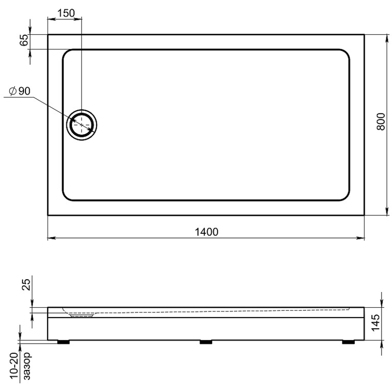 Душевой поддон Good Door Олимпик 140x80 белый ПН00060