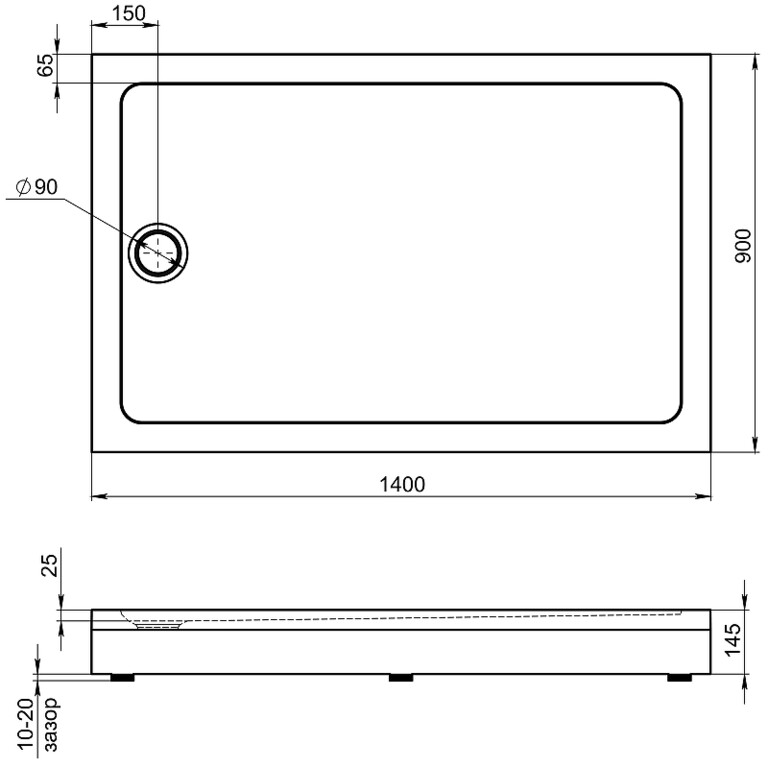 Душевой поддон Good Door Олимпик 140x90 белый ПН00061