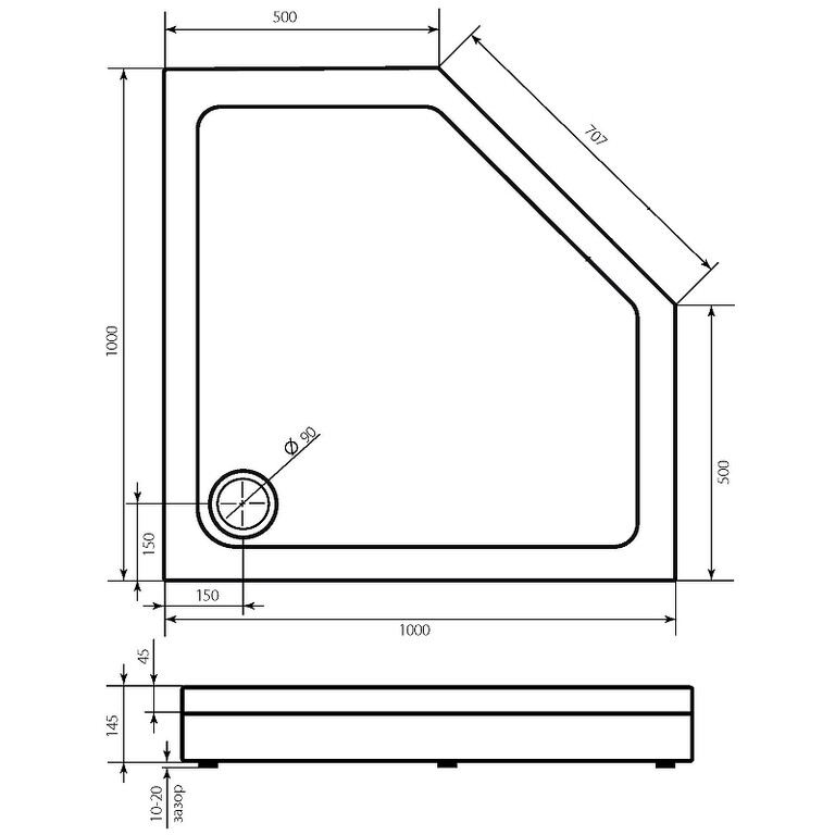 Душевой поддон Good Door Пента 100x100 белый ПН00063