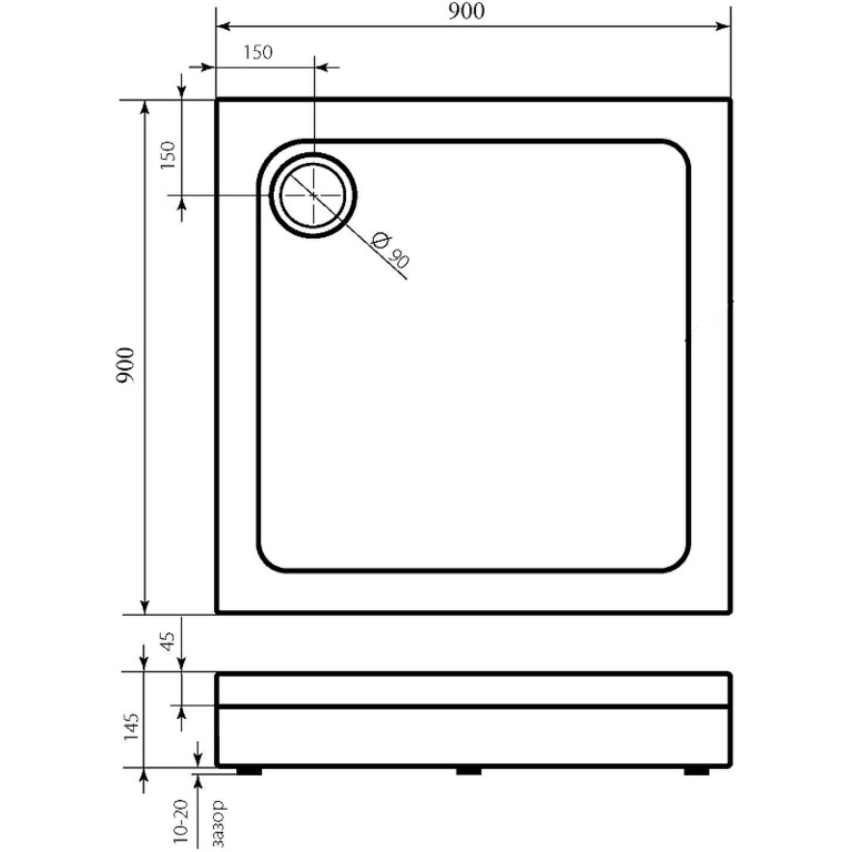 Душевой поддон Good Door Форум 90x90 белый ПН00050