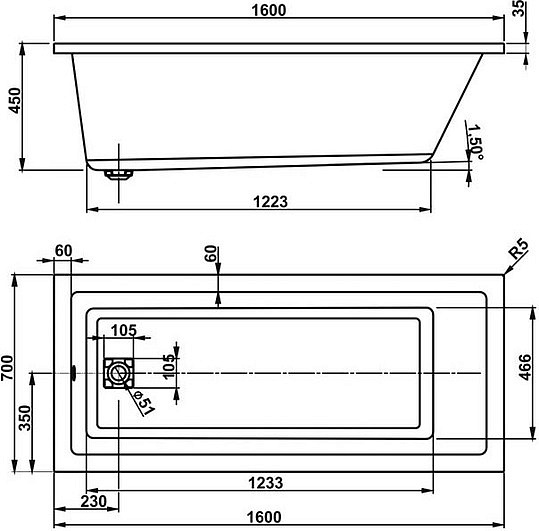 Акриловая ванна Vagnerplast Cavallo 160x70