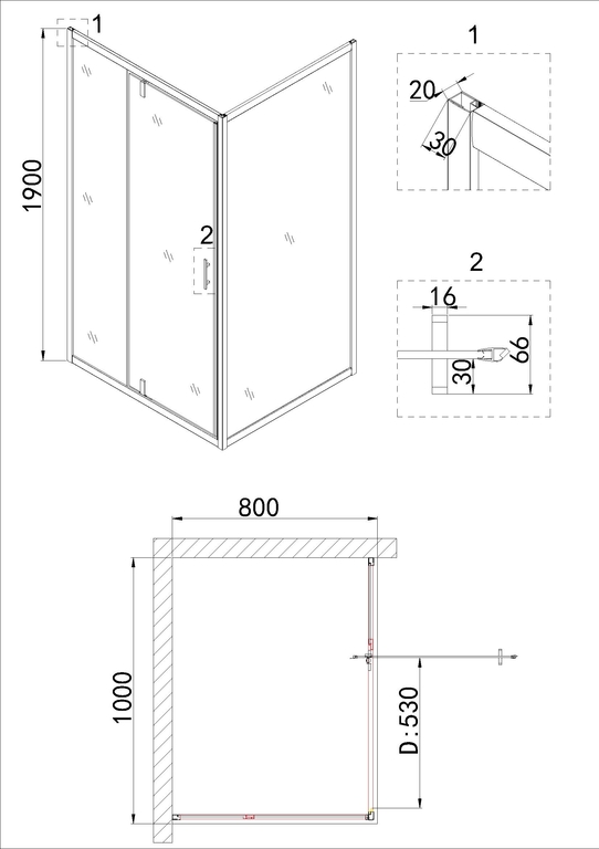 Душевое ограждение Niagara NG-83-10AB-A80B 100x80