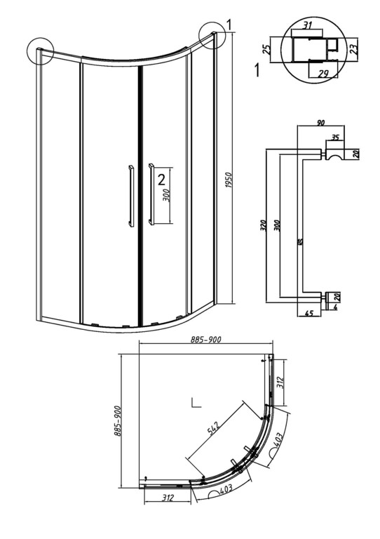 Душевое ограждение Grossman Cosmo 301.K33.02.9090.21.02 90x90