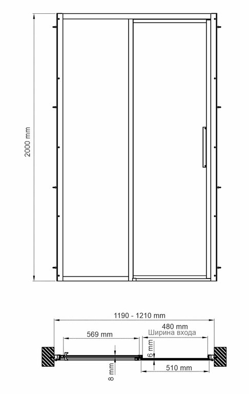 Душевая дверь WasserKRAFT Lopau 32S05L 120x200