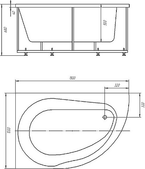 Акриловая ванна Акватек Вирго 150x100 L