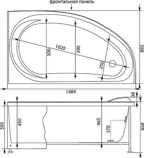 Акриловая ванна Aquanet Maldiva 150x90 R