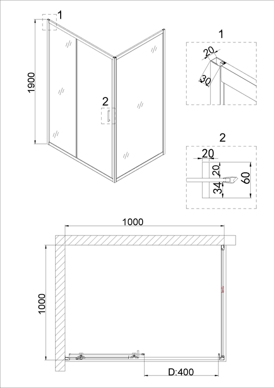 Душевое ограждение Niagara NG-82-10AB-A100B 100x100