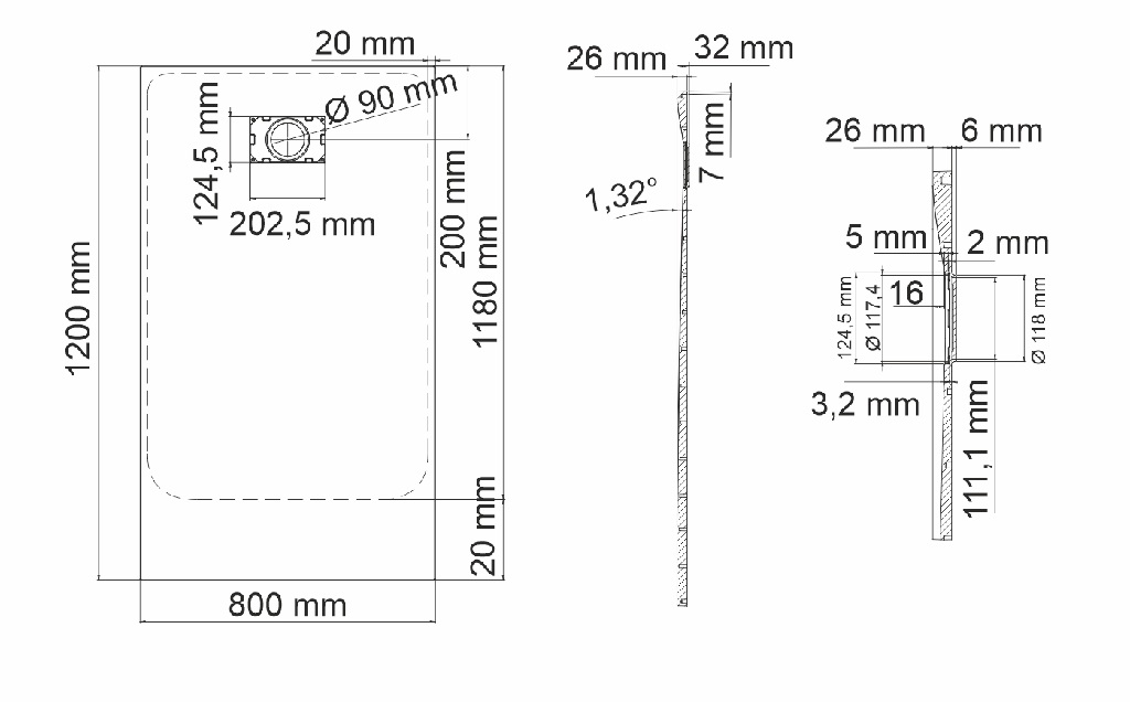 Душевой поддон WasserKRAFT Main 41T06 120x80