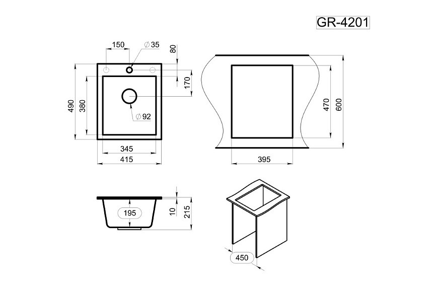 Мойка для кухни Granula 4201 ШВАРЦ