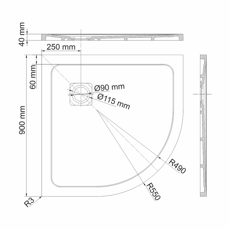 Душевой поддон WasserKRAFT Neime 19T01 90x90