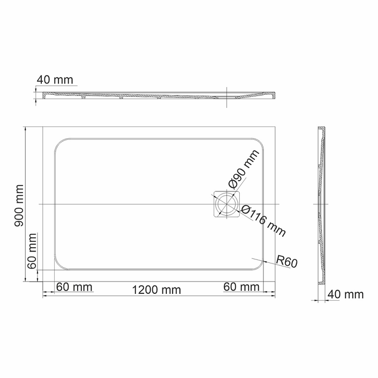 Душевой поддон WasserKRAFT Rhin 44T07 120x90