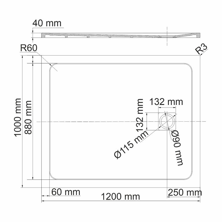 Душевой поддон WasserKRAFT Rhin 44T10 120x100