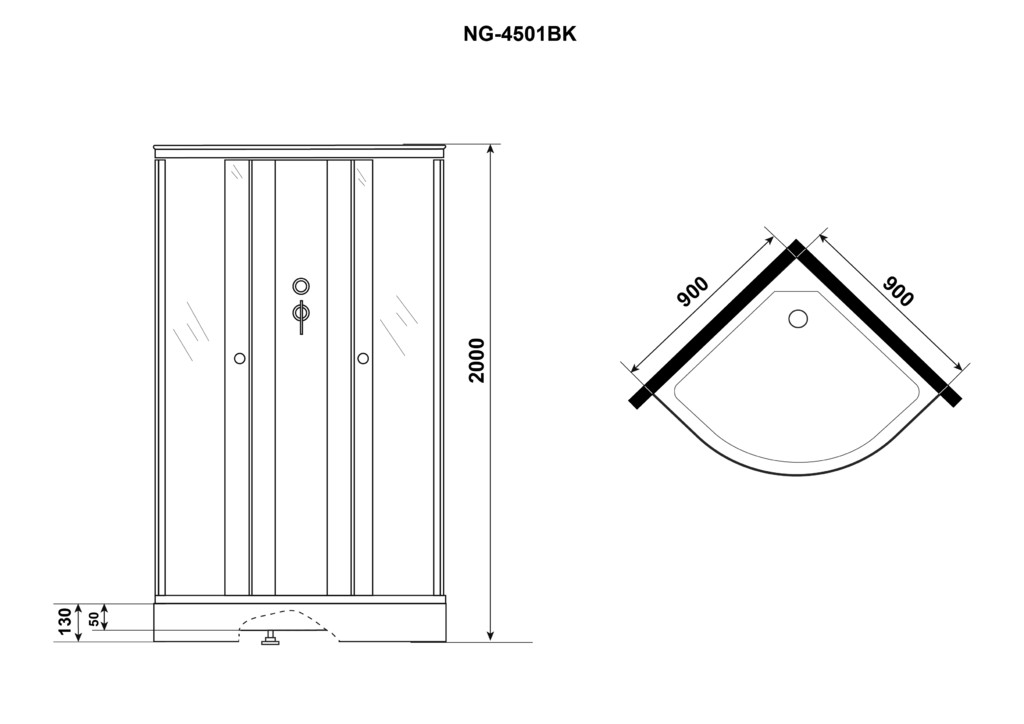 Душевая кабина Niagara NG-4501-14BK 90x90